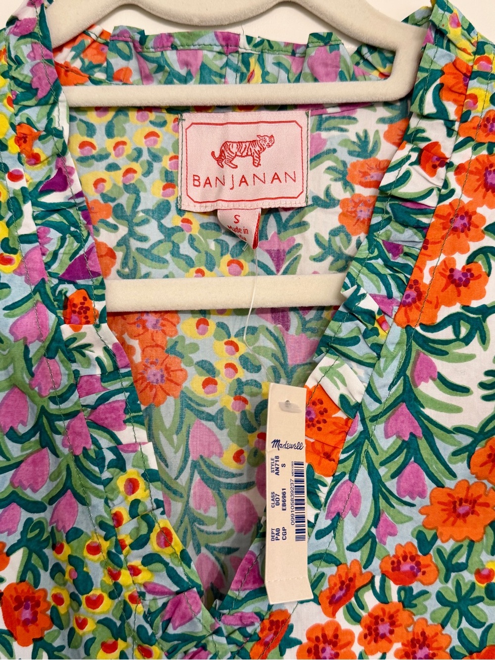 Banjanan x Madewell Crop Top NWT Size Small Floral Flutter Sleeve Tie Front - Picture 7 of 10